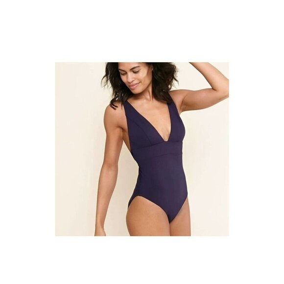 Andie Swim Womens Sardinia Long Torso One Piece Swimsuit in Navy Size Medium - Picture 1 of 8